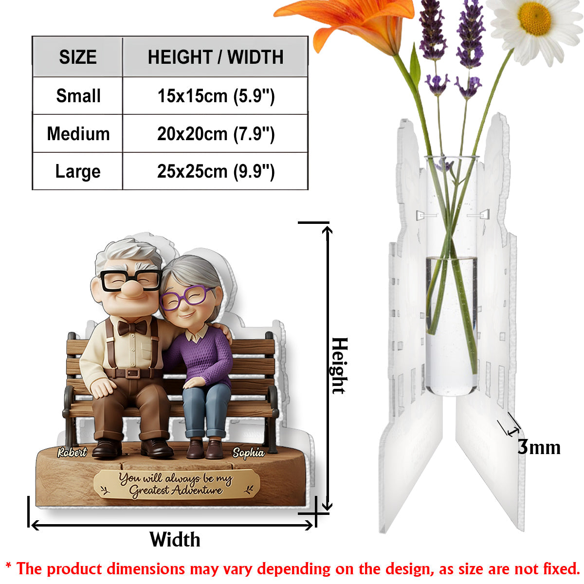 My Greatest Adventure - Personalized Couple Custom Shape Acrylic Flower Vase