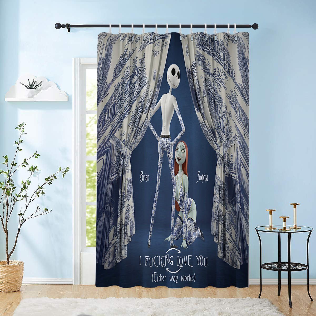 I Love You - Personalized Nightmare Blackout Window Curtain/ Drapes Set