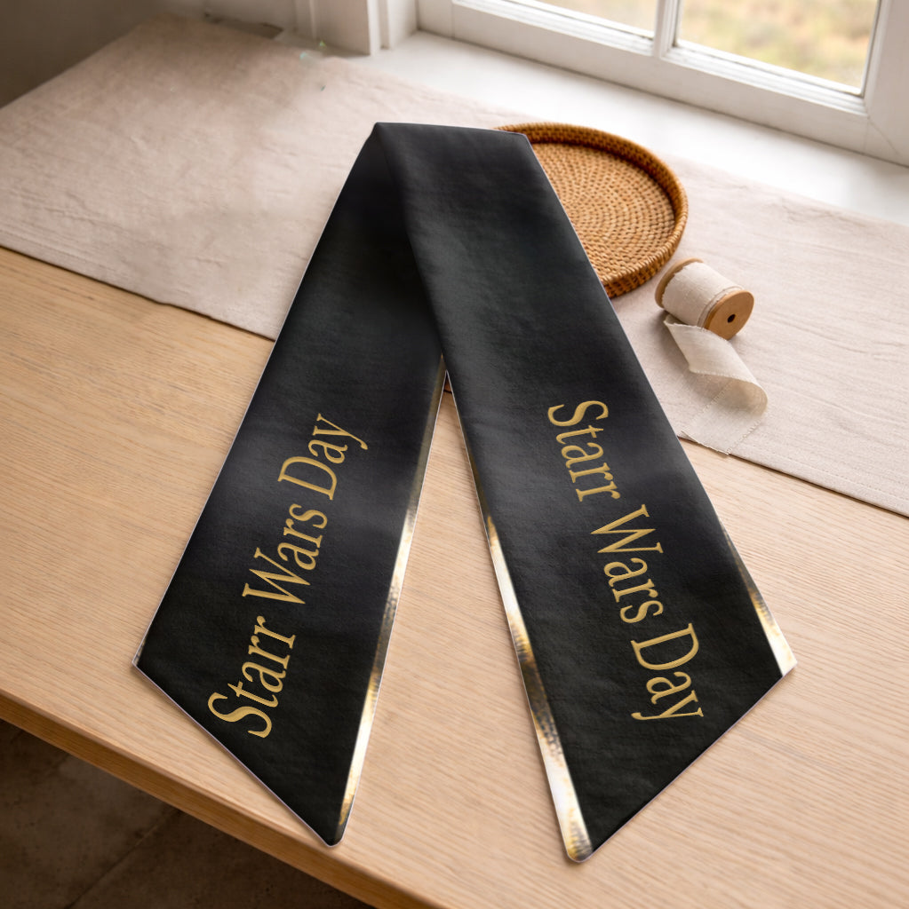 May The Fourth Be With You - Personalized The Force Shaped Wood Sign With Sash