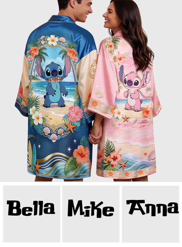 Ohana Vibe - Personalized Ohana Pajama Kimono Robe