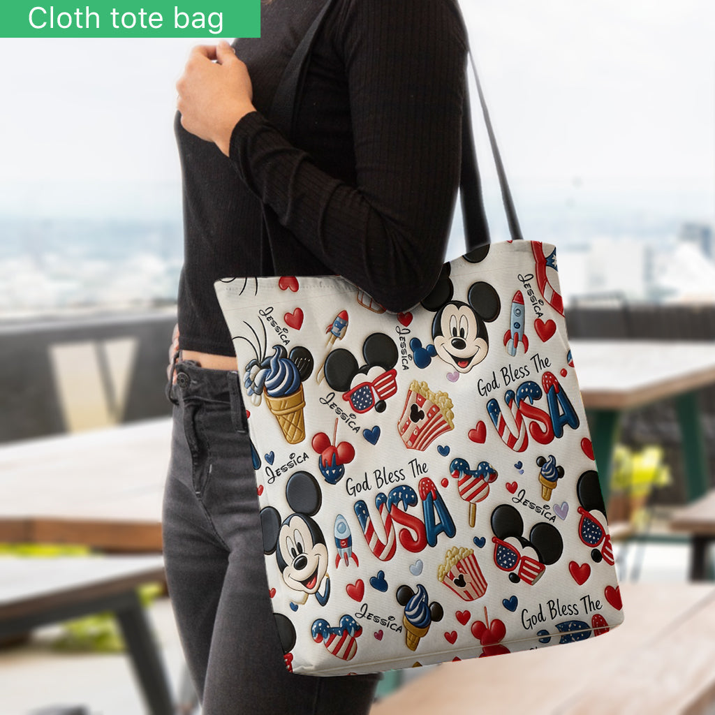 American Mouse Ears 4th of July - Personalized Mouse Tote Bag