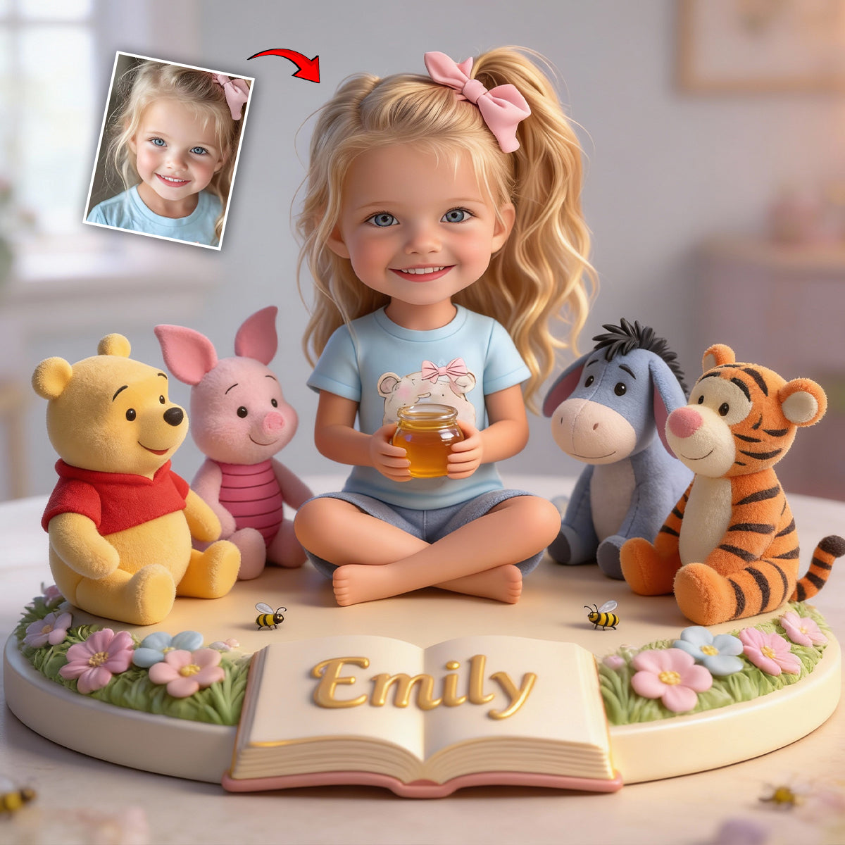 Custom Any Photo Friends - Personalized Yellow Bear Custom Shaped Acrylic Plaque