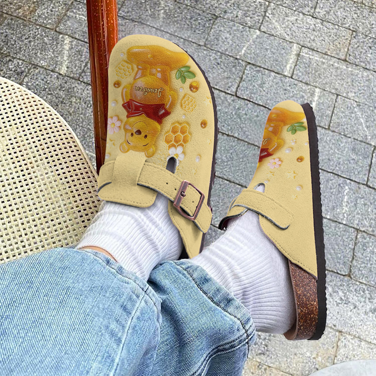 Cute Jelly Bear - Personalized Yellow Bear Clogs With Arch Support