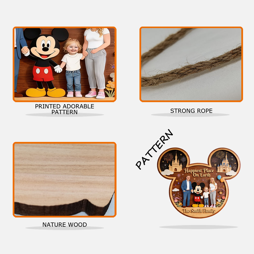 Happiest place On The Planet - Personalized Mouse Custom Shaped Wood Sign