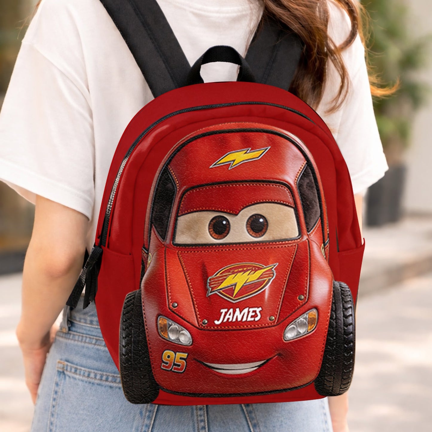Kid Car - Personalized Racing Lover Changeable Leather Patch Backpack