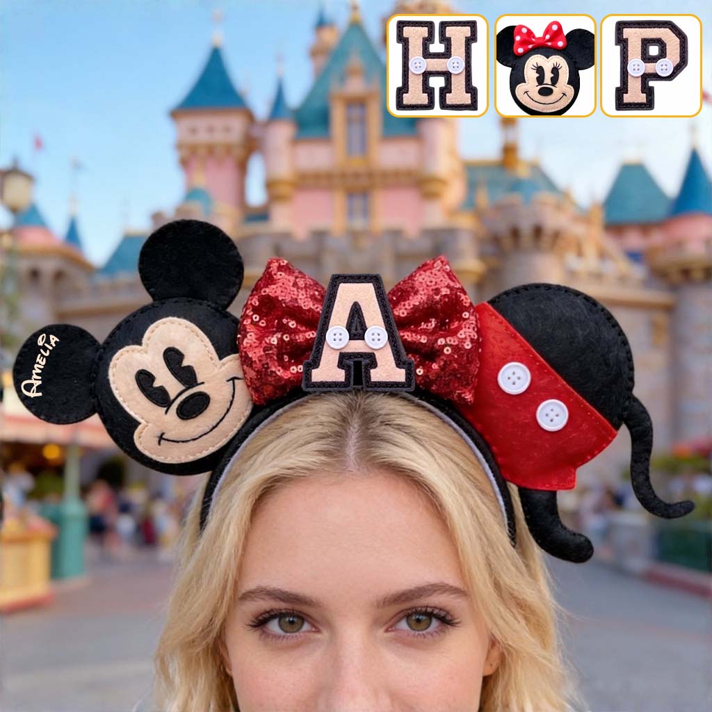 Cute Cartoon Mouse Letter - Personalized Mouse Shaped Leather Headband