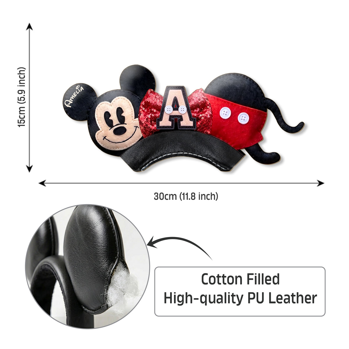 Cute Cartoon Mouse Letter - Personalized Mouse Shaped Leather Headband