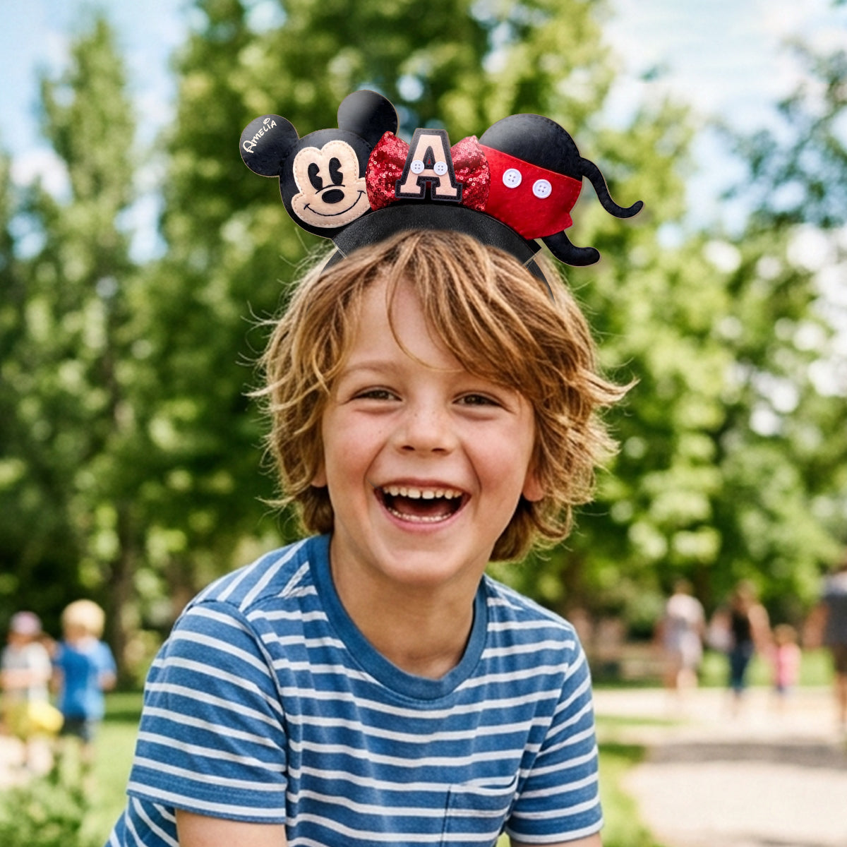 Cute Cartoon Mouse Letter - Personalized Mouse Shaped Leather Headband