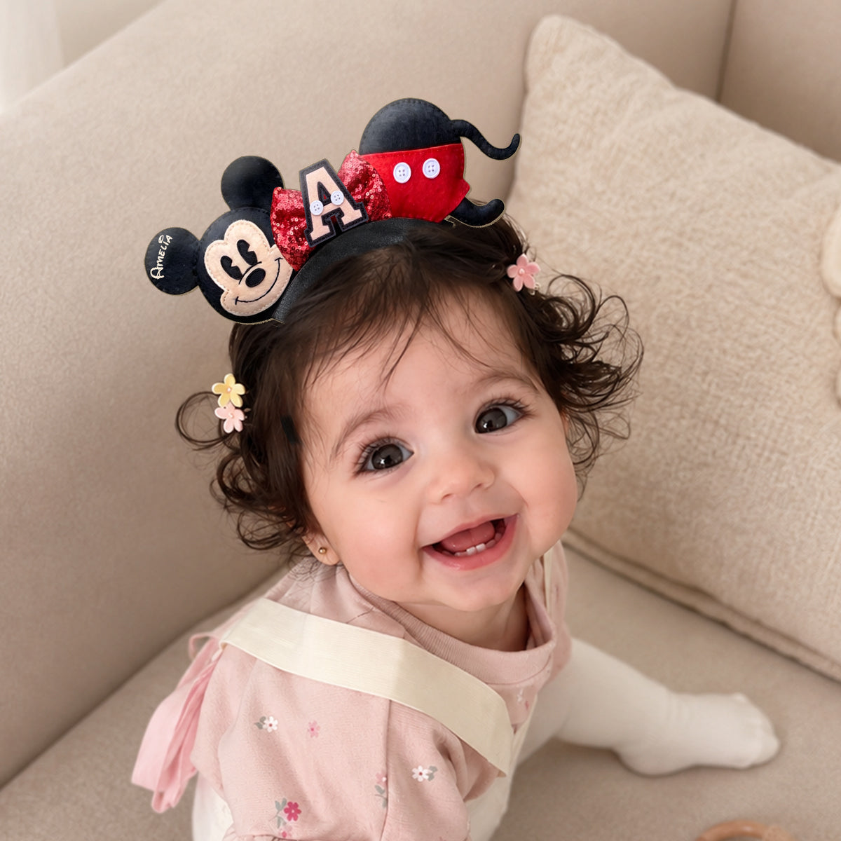 Cute Cartoon Mouse Letter - Personalized Mouse Shaped Leather Headband