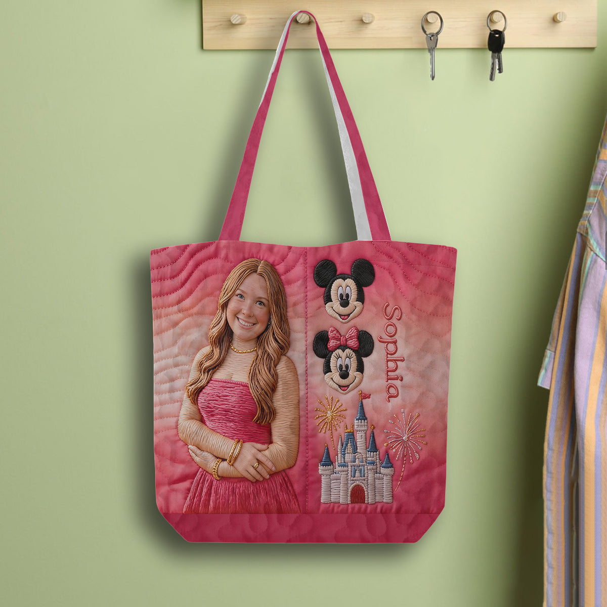 Custom Any Photo Magical Mouse Ears - Personalized Dream Trip Quilted Tote Bag