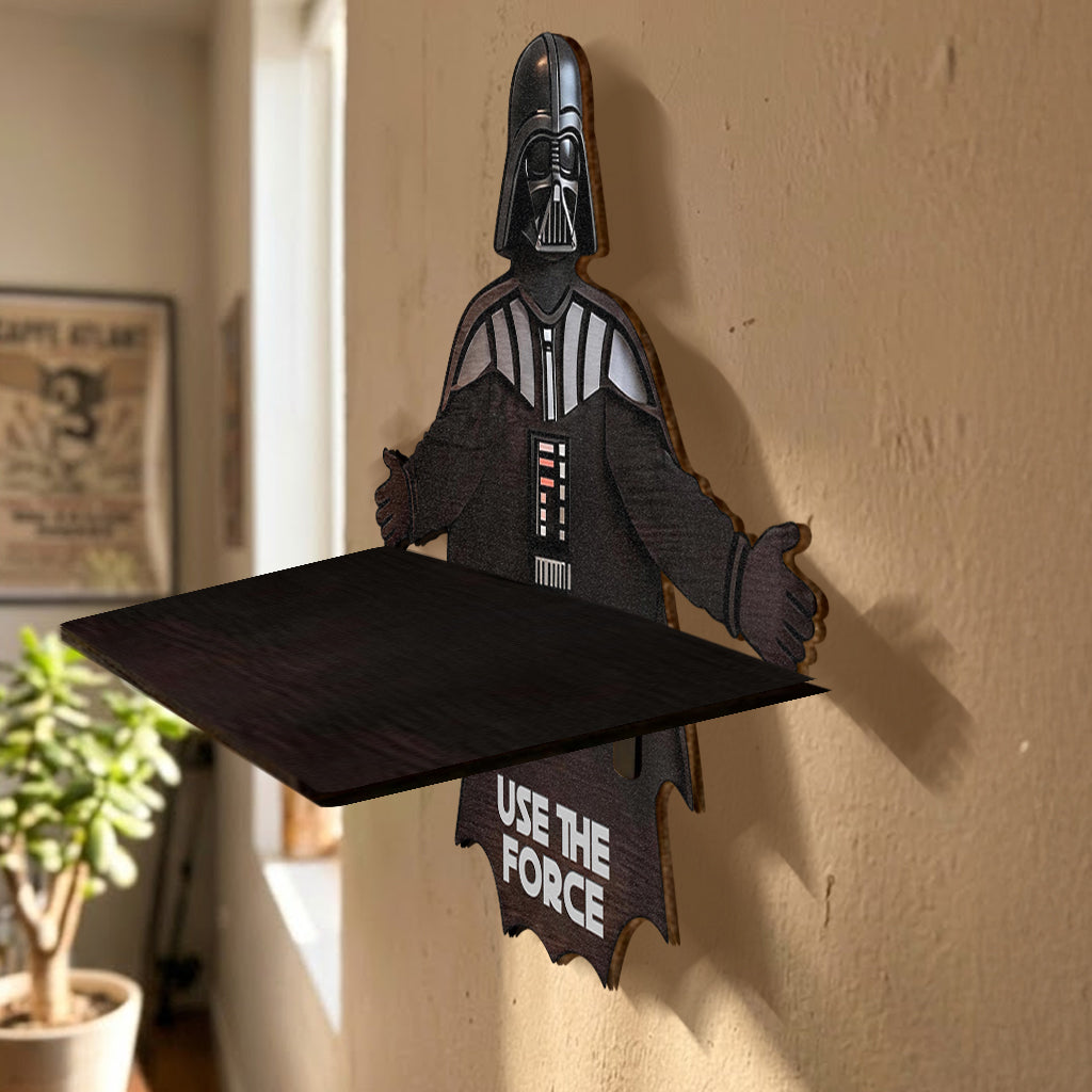 Use The Force - Personalized The Force Wooden Floating Shelf