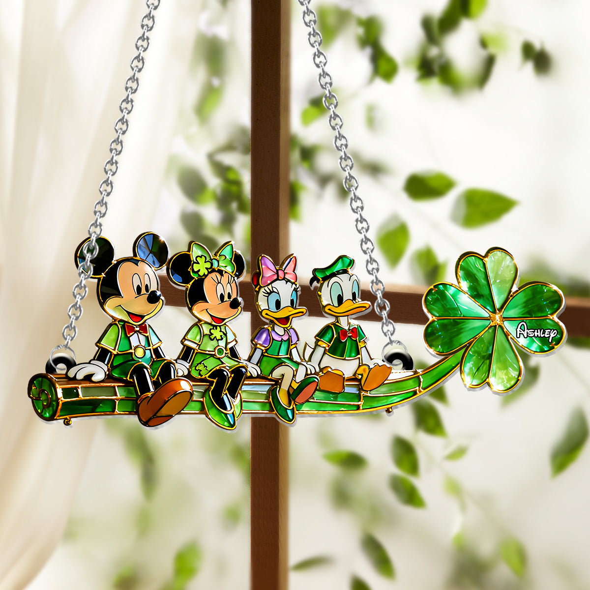 Lucky Friends - Personalized Mouse Window Hanging Suncatcher Ornament