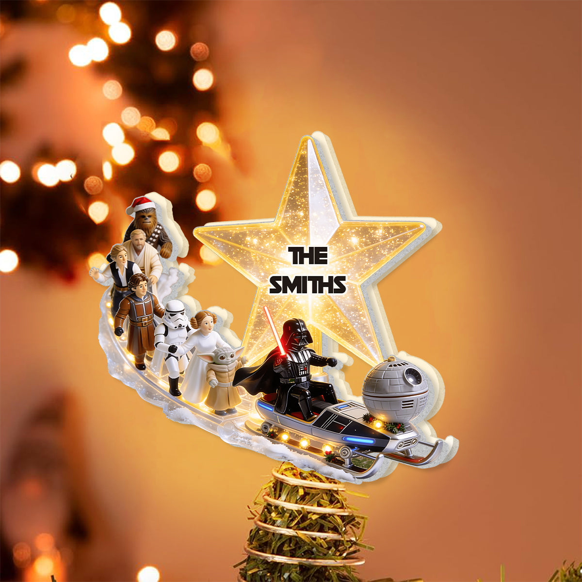 Space Adventure - Personalized The Force LED Light Tree Topper