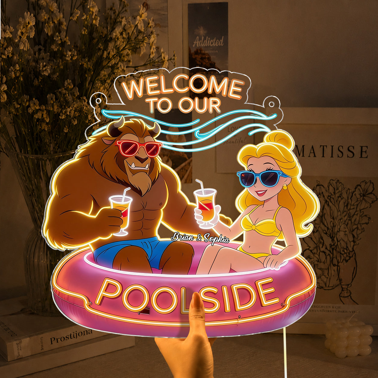 Welcome To Our Pool - Personalized Beauty And The Beast Neon LED Light Sign
