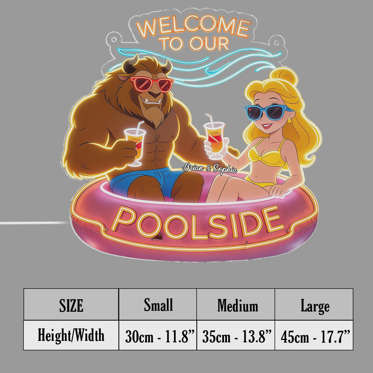 Welcome To Our Pool - Personalized Beauty And The Beast Neon LED Light Sign