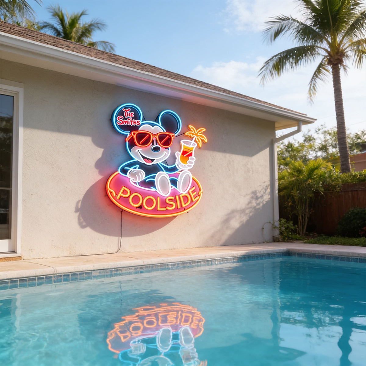 Welcome To Our Poolside - Personalized Mouse Neon LED Light Sign