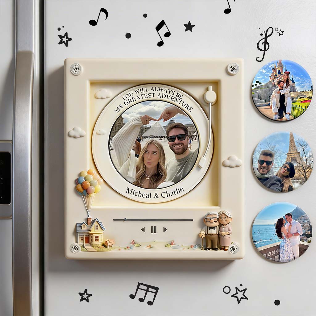 You Are My Greatest Adventure - Personalized Up Movie Couple Rotating Music Magnet With Light