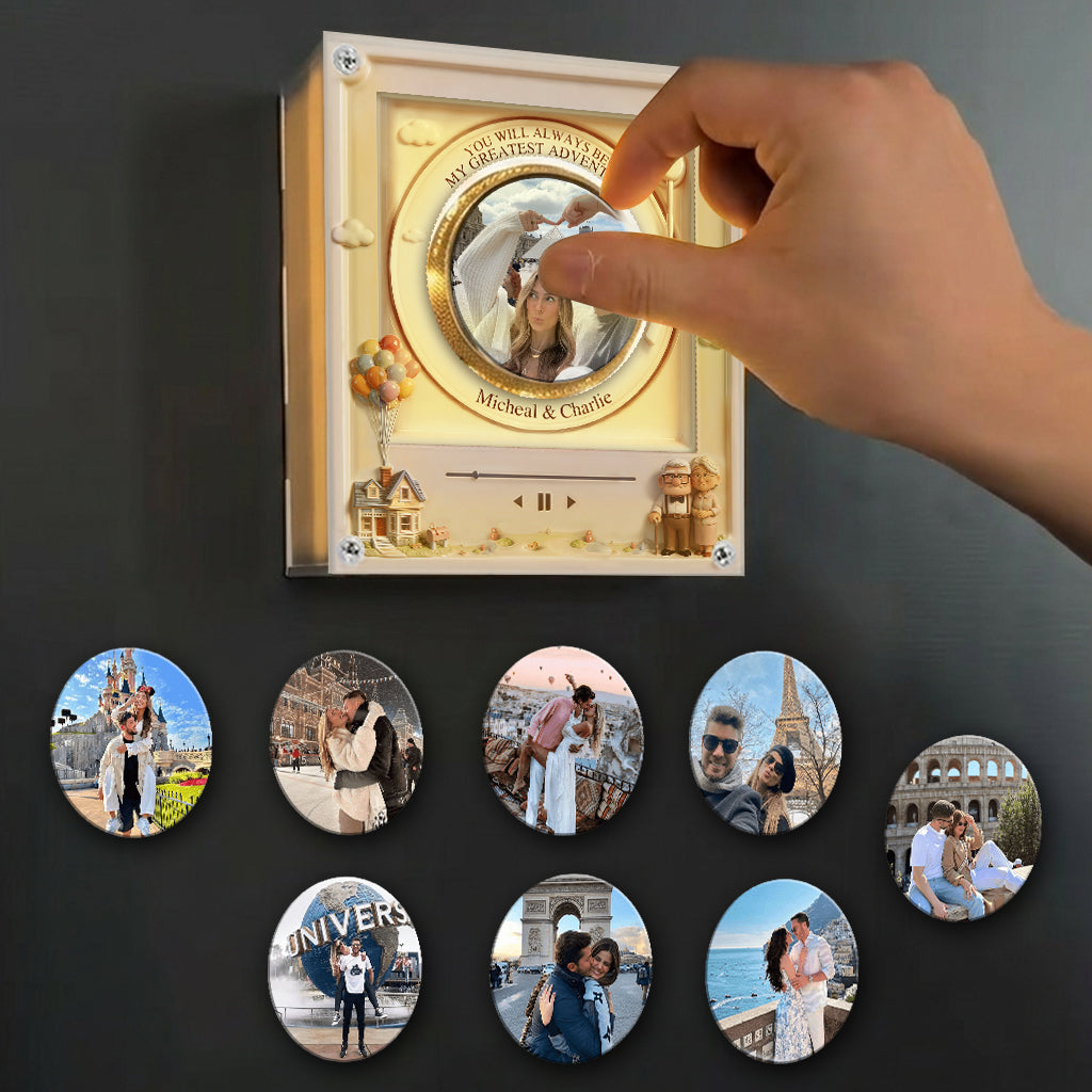 You Are My Greatest Adventure - Personalized Up Movie Couple Rotating Music Magnet With Light