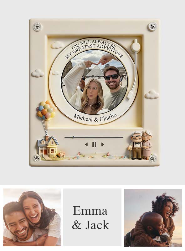 You Are My Greatest Adventure - Personalized Up Movie Couple Rotating Music Magnet With Light