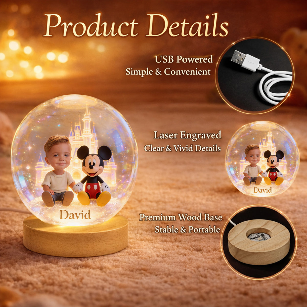 Magic Friends - Personalized Mouse Crystal Ball Night Light