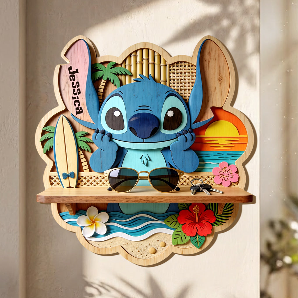 Ohana Means Family - Personalized Ohana Wooden Floating Shelf