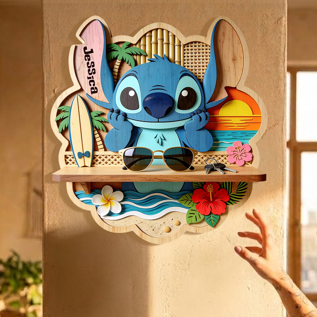 Ohana Means Family - Personalized Ohana Wooden Floating Shelf