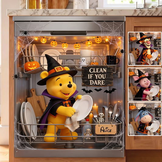 Clean If You Dare - Personalized Yellow Bear Dishwasher Cover