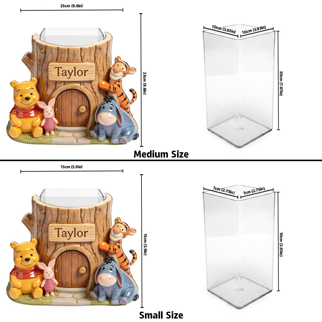 Cozy Tree House - Personalized Yellow Bear Acrylic Pot