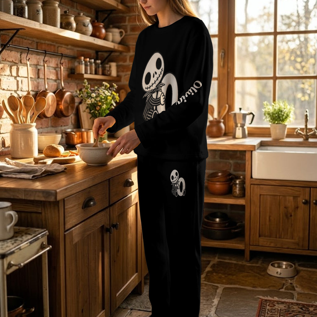 Skeleton Letter - Personalized Nightmare Fleece Lounge Set