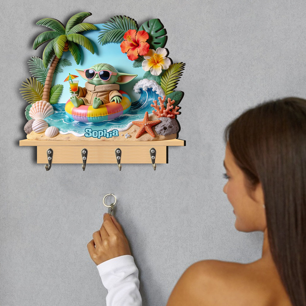 Salty Lil' Beach - Personalized The Force Custom Shaped Hanging Rack