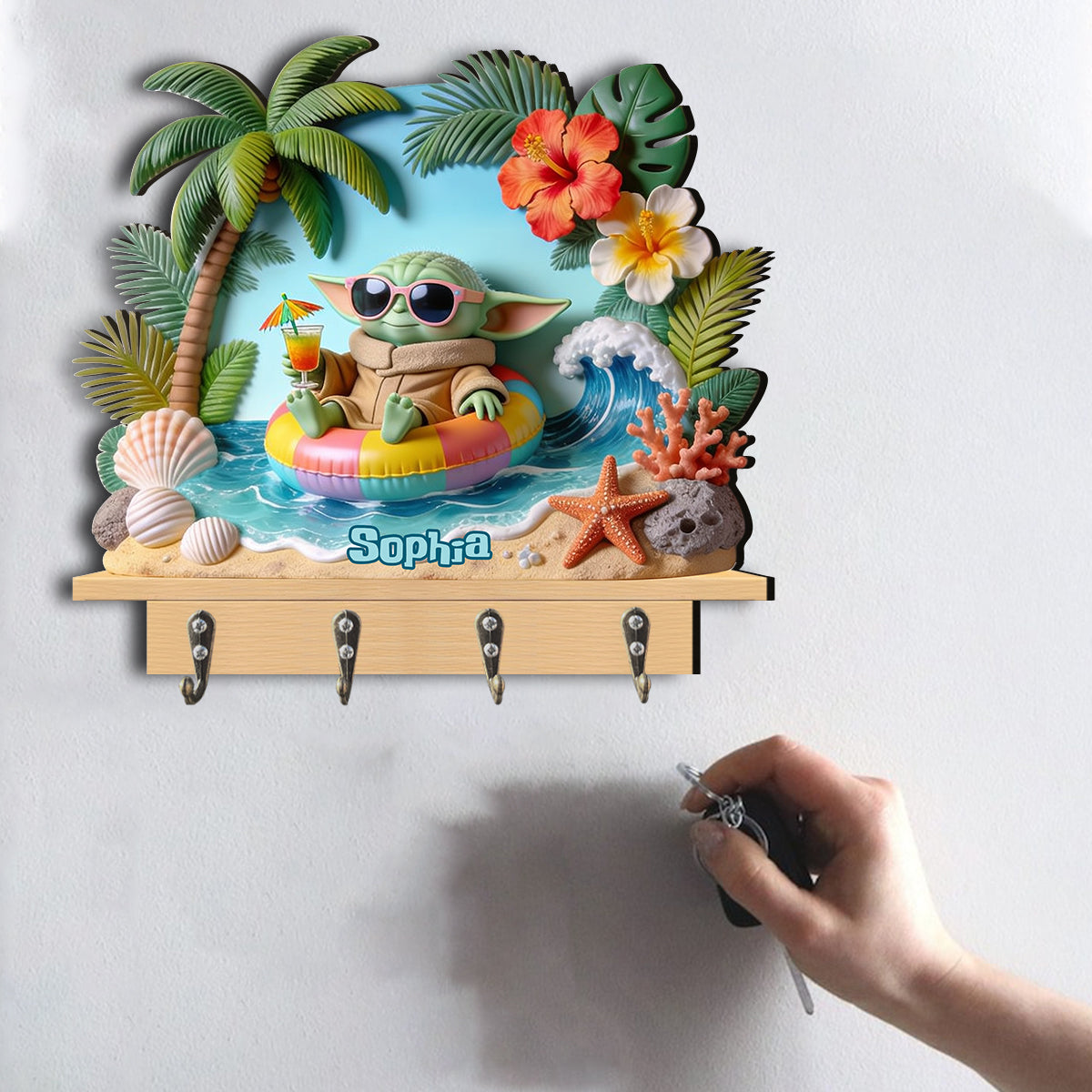 Salty Lil' Beach - Personalized The Force Custom Shaped Hanging Rack