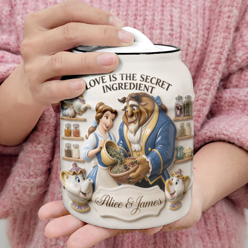 Love Is The Secret Ingredient - Personalized Beauty And The Beast Cookie Jar