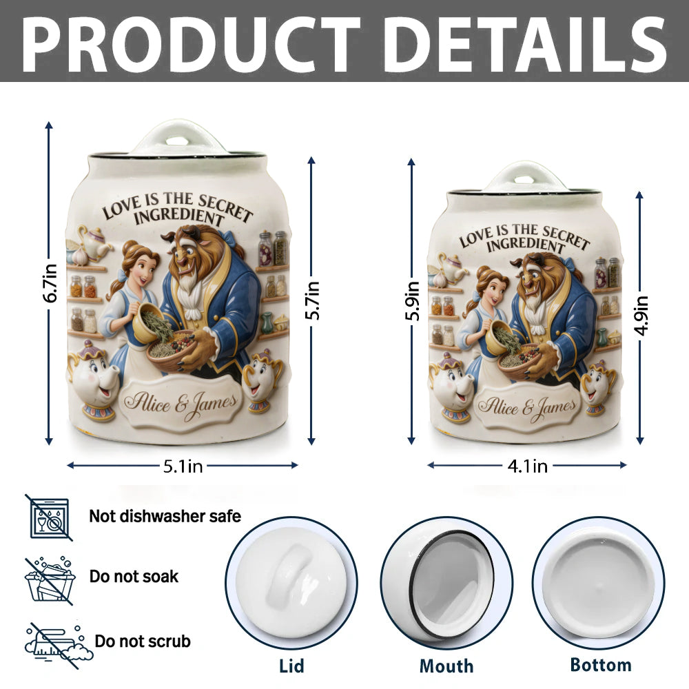 Love Is The Secret Ingredient - Personalized Beauty And The Beast Cookie Jar