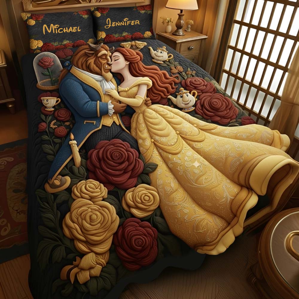 Princess And The Beast - Personalized Beauty And The Beast Quilt Set