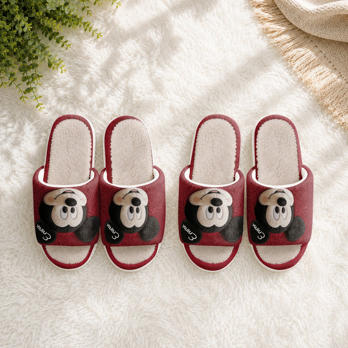 Big Ears Duo - Personalized Mouse Open-Toe Slippers