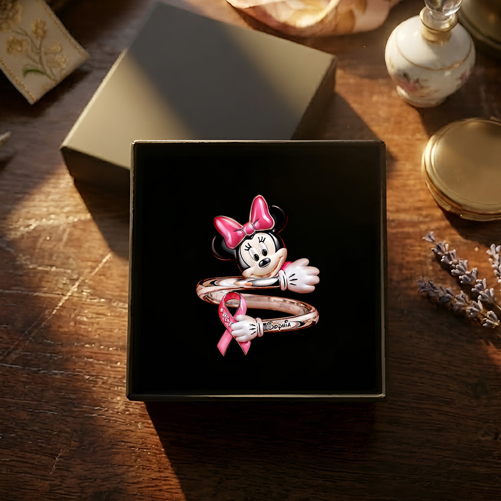 Breast Cancer Awareness - Personalized Breast Cancer Awareness Bracelet & Ring Set