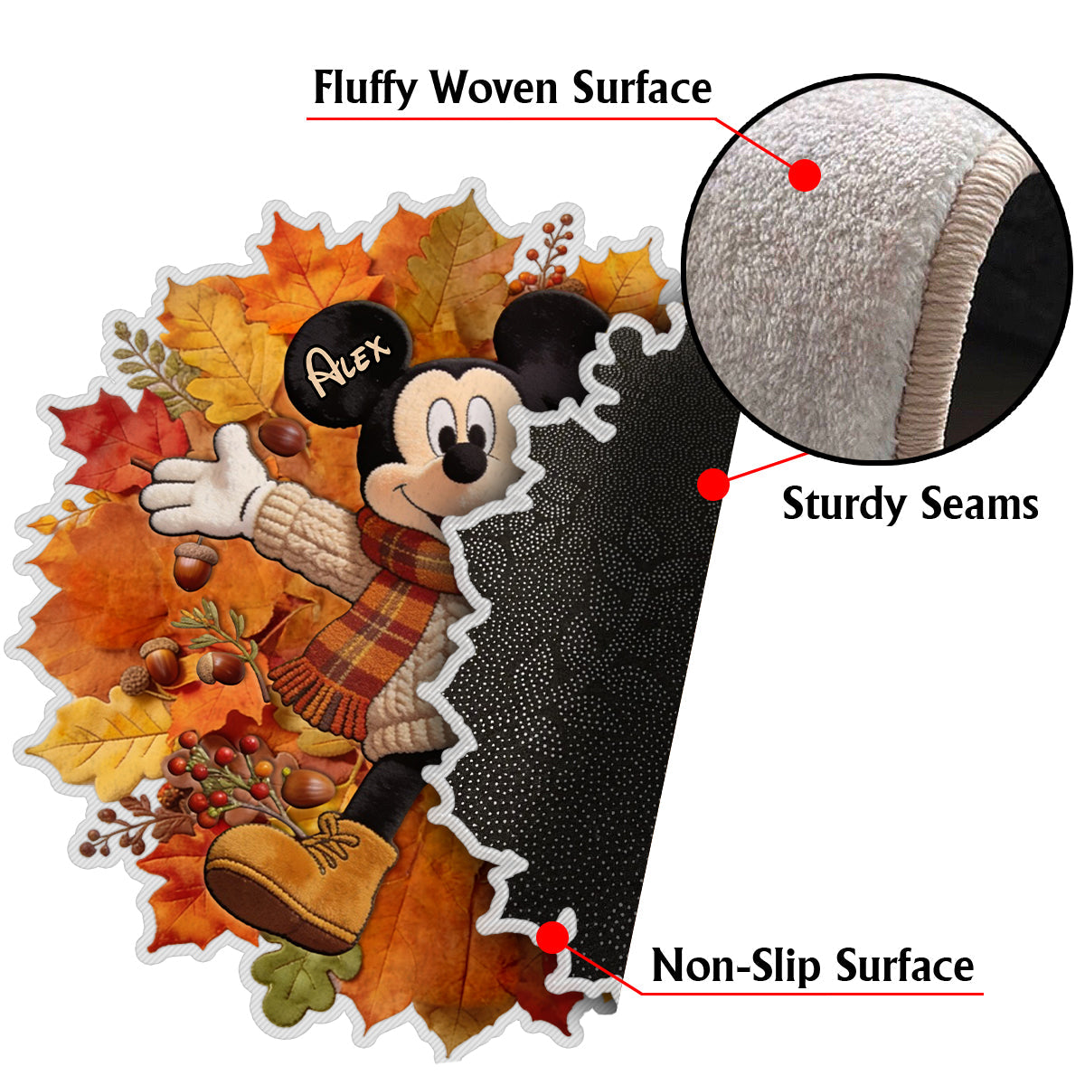 Fall Vibes - Personalized Mouse Non-Slip Tufted Rug
