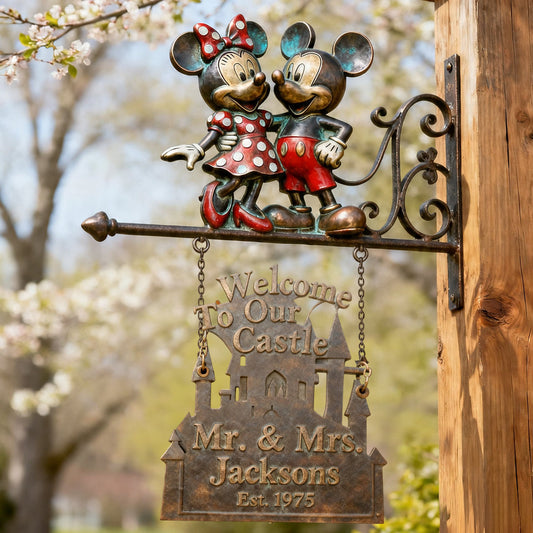 Welcome To Our Castle - Personalized Mouse Wooden Wall Mount Sign