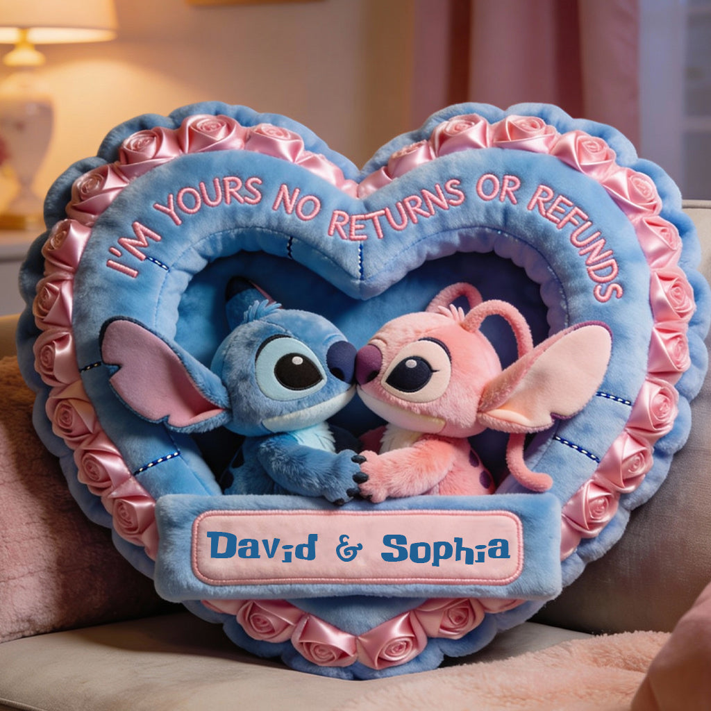 I'm Yours No Returns Or Refunds - Personalized Ohana Faux Fur Shaped Pillow