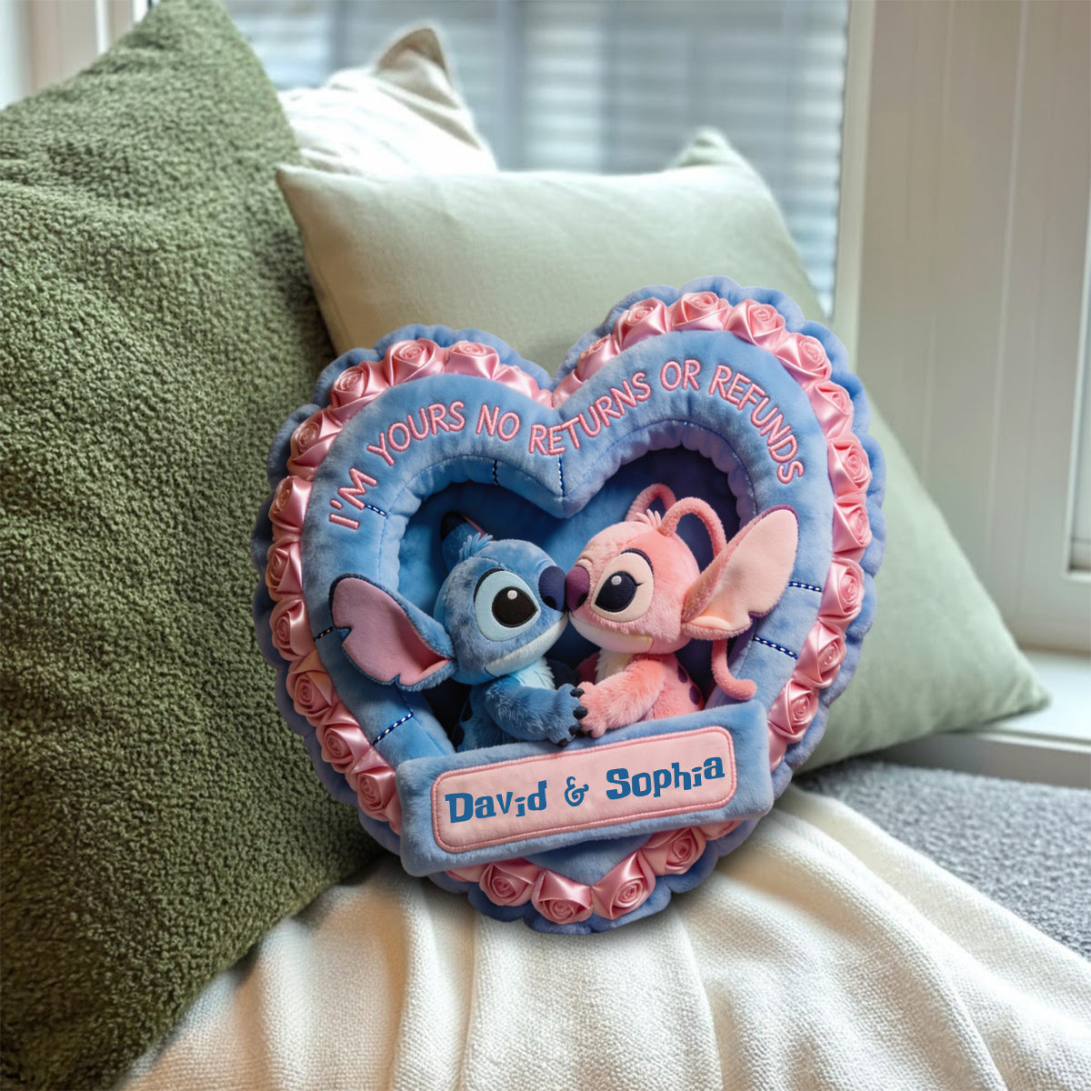 I'm Yours No Returns Or Refunds - Personalized Ohana Faux Fur Shaped Pillow