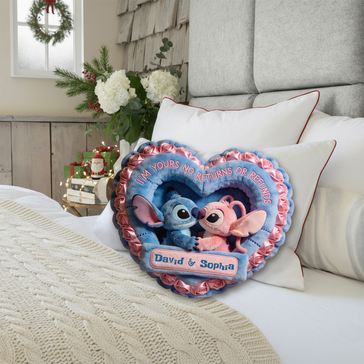 I'm Yours No Returns Or Refunds - Personalized Ohana Faux Fur Shaped Pillow