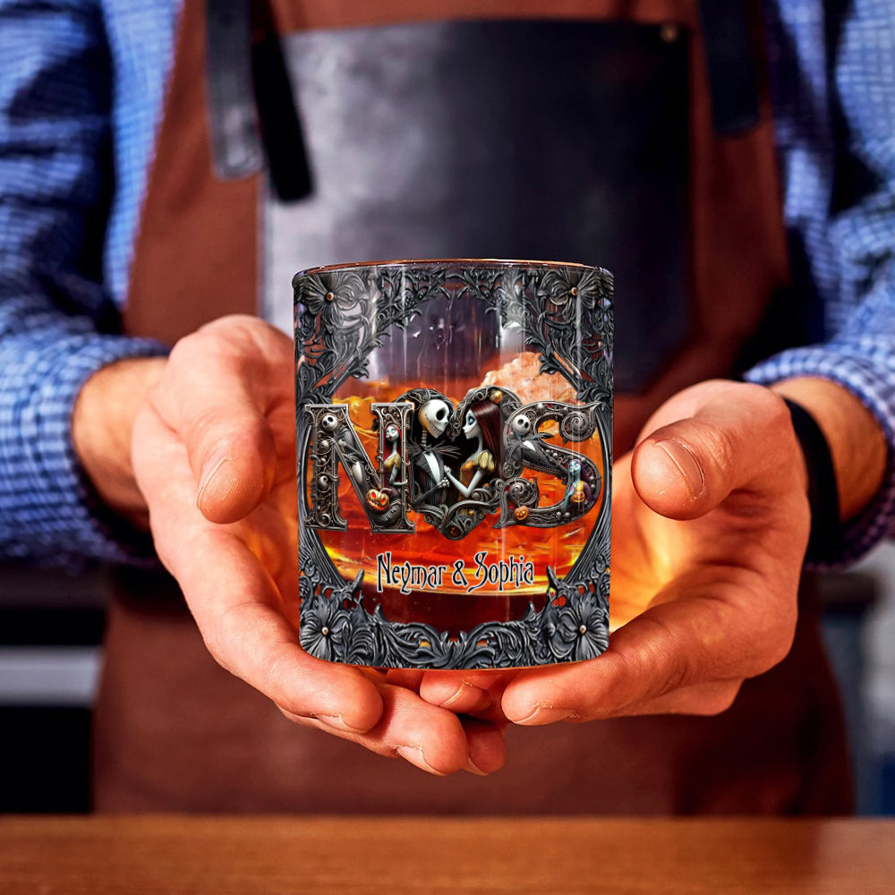Nightmare Couple Name Initial Letter - Personalized Nightmare Whiskey Glass