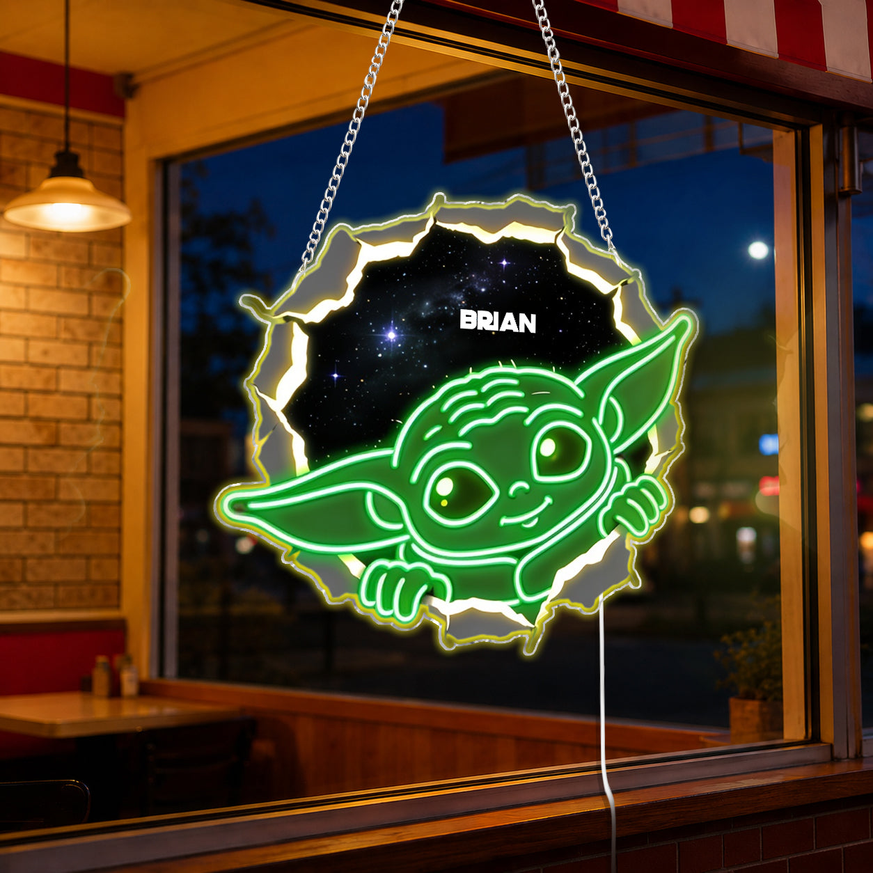 Green Space Baby, Baby The Yoda - Personalized The Force Neon LED Light Sign