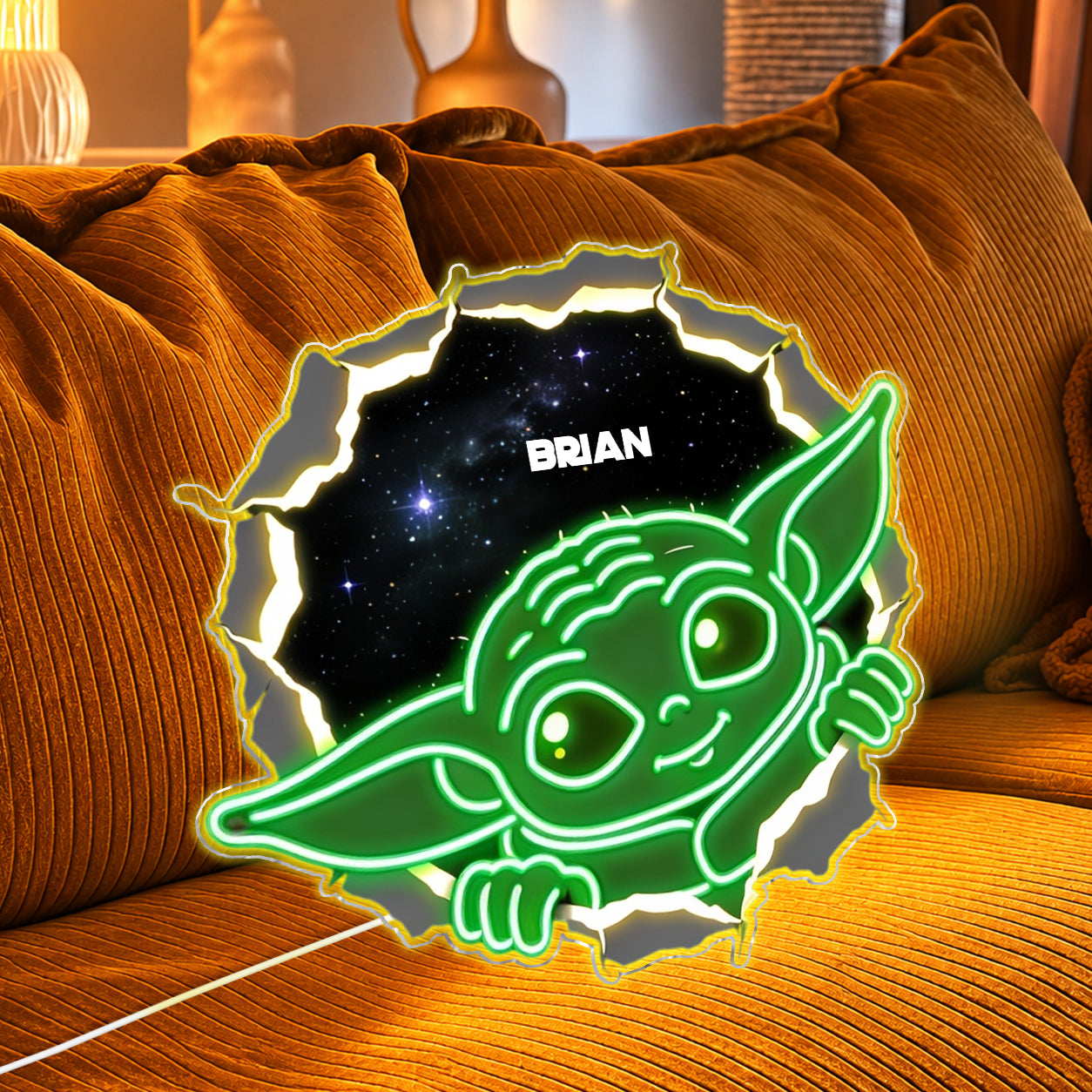 Green Space Baby, Baby The Yoda - Personalized The Force Neon LED Light Sign
