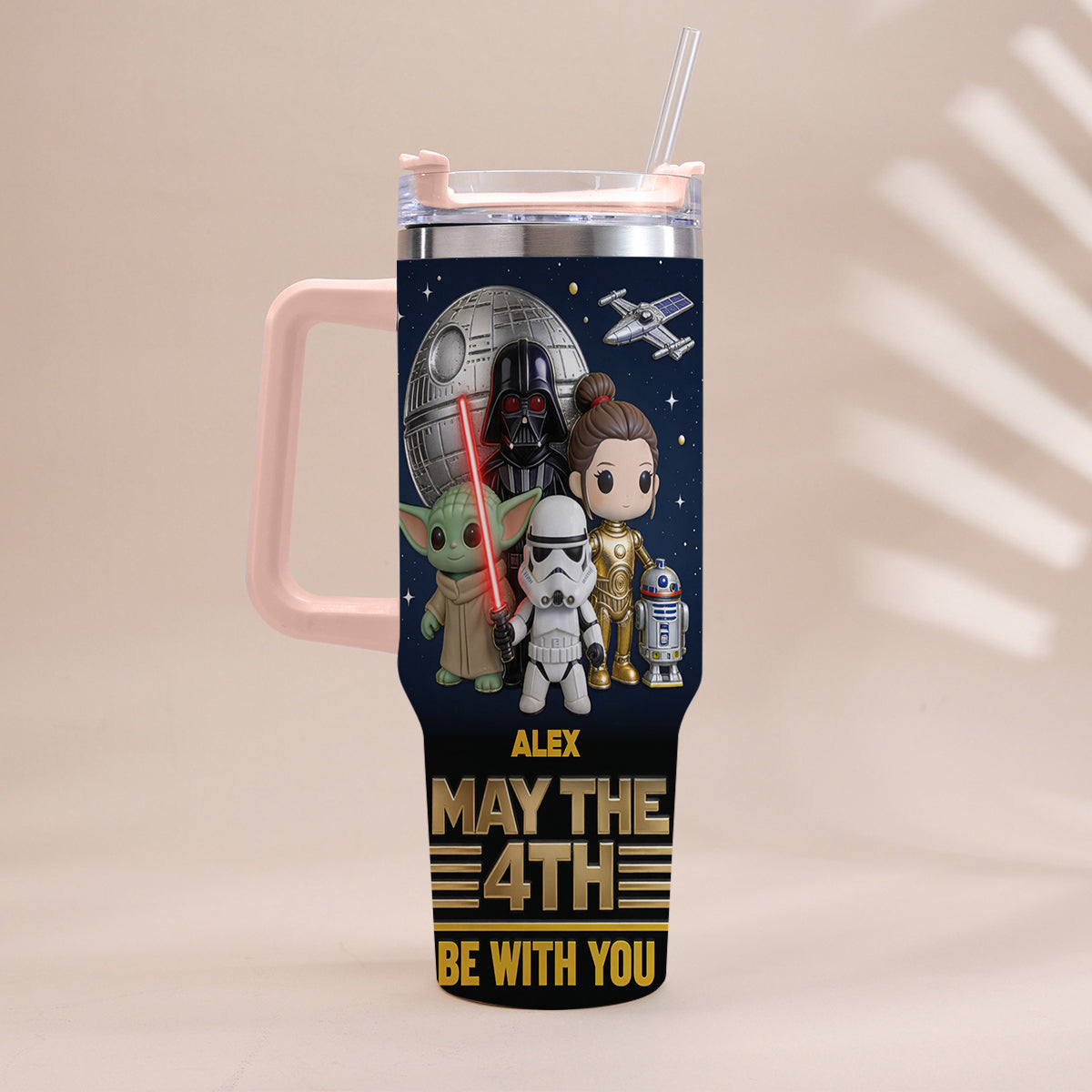 May The 4th Be With You - Personalized The Force Tumbler With Handle