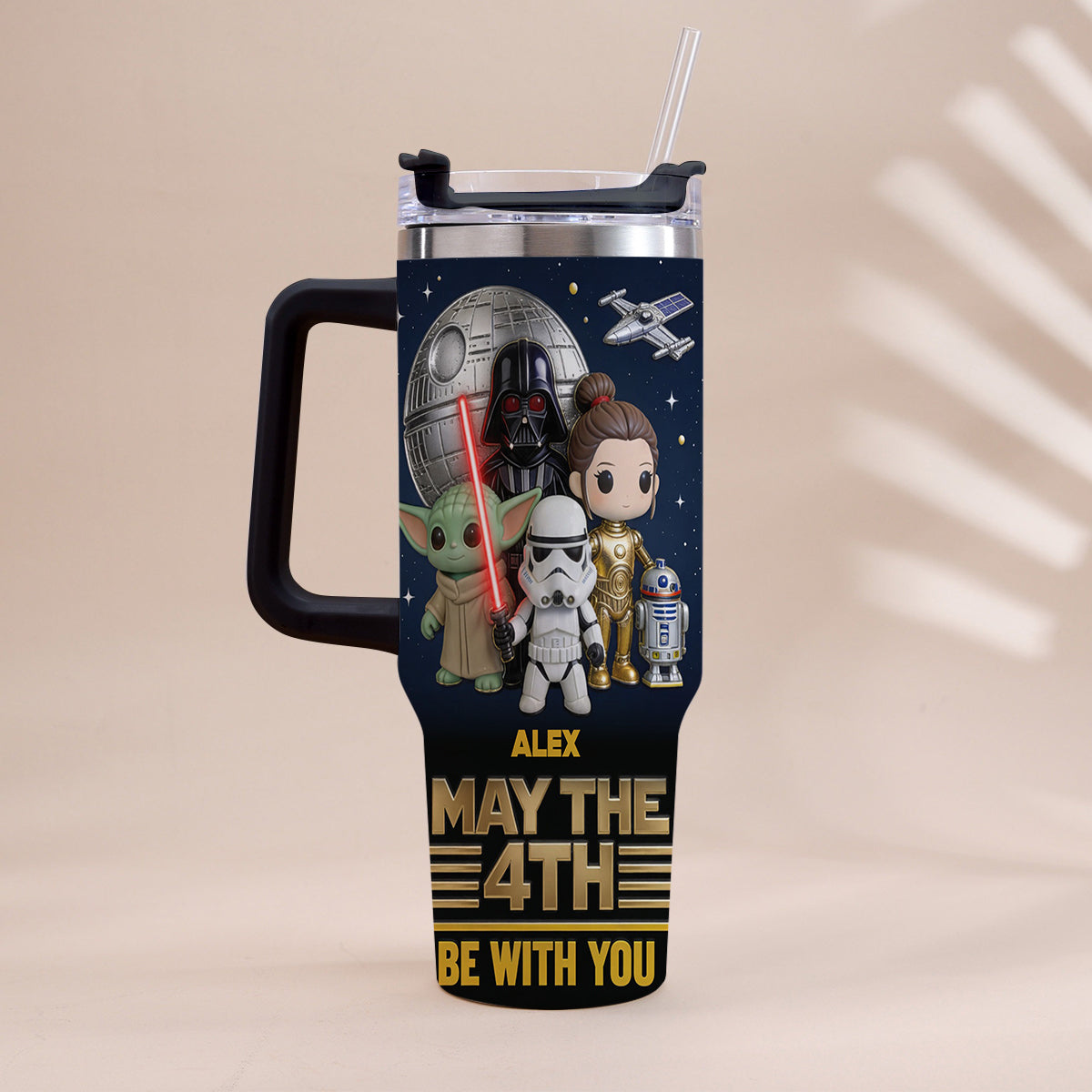 May The 4th Be With You - Personalized The Force Tumbler With Handle