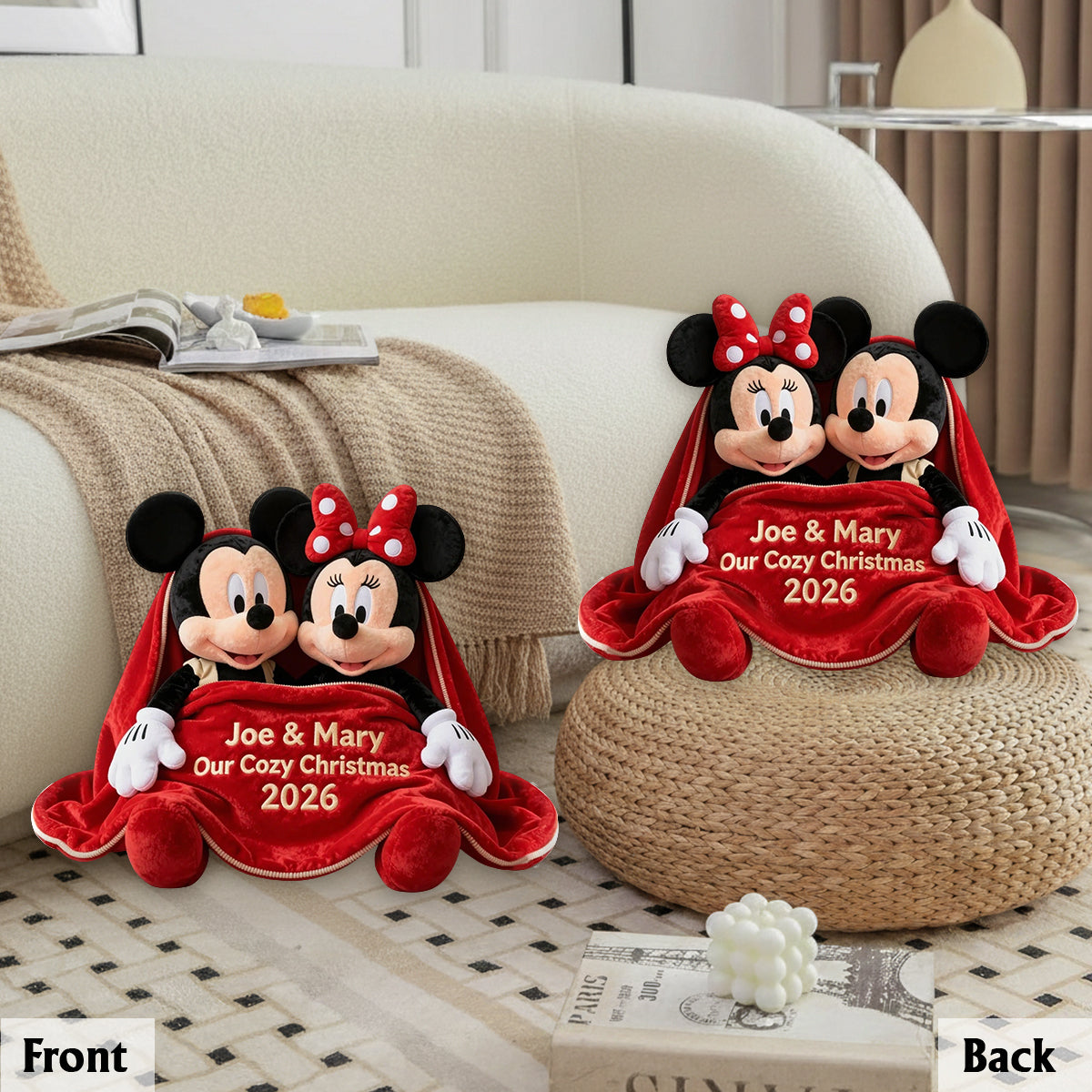 Couple Cozy Christmas - Personalized Mouse Premium Faux Fur Pillow