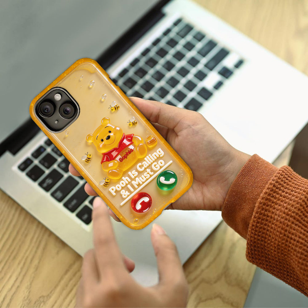 Pooh Is Calling And I Must Go - Personalized Yellow Bear Full Print Phone Case