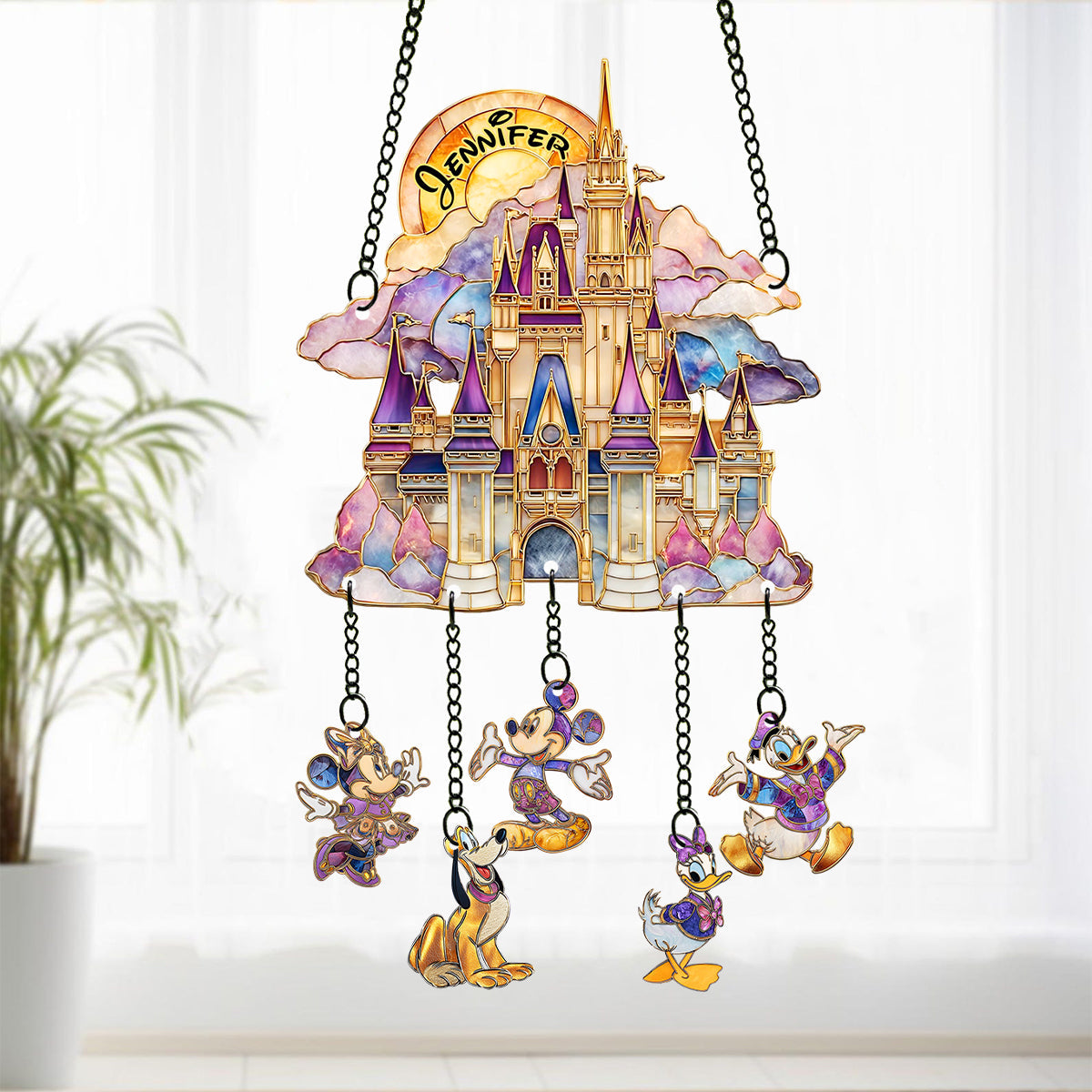 Magical Castle - Personalized Mouse Window Hanging Suncatcher With Charms