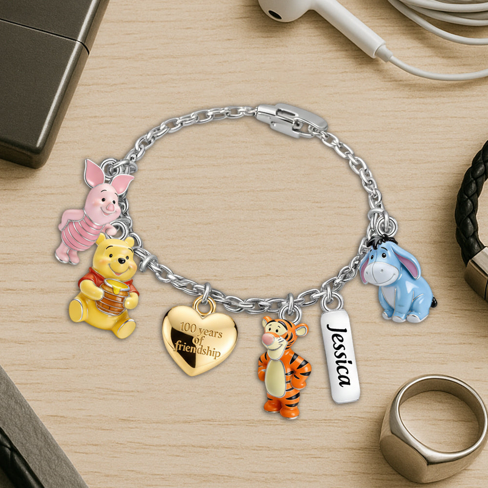 100 Years Of Friendship - Personalized Yellow Bear Bracelet With Charms